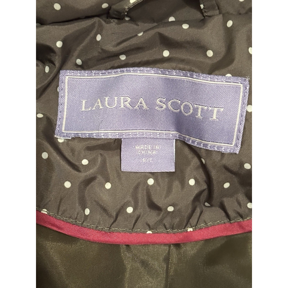 Laura Ashley Polka Dot Puffer Vest Womens Small Olive Green Full Zip Pockets - Picture 8 of 16